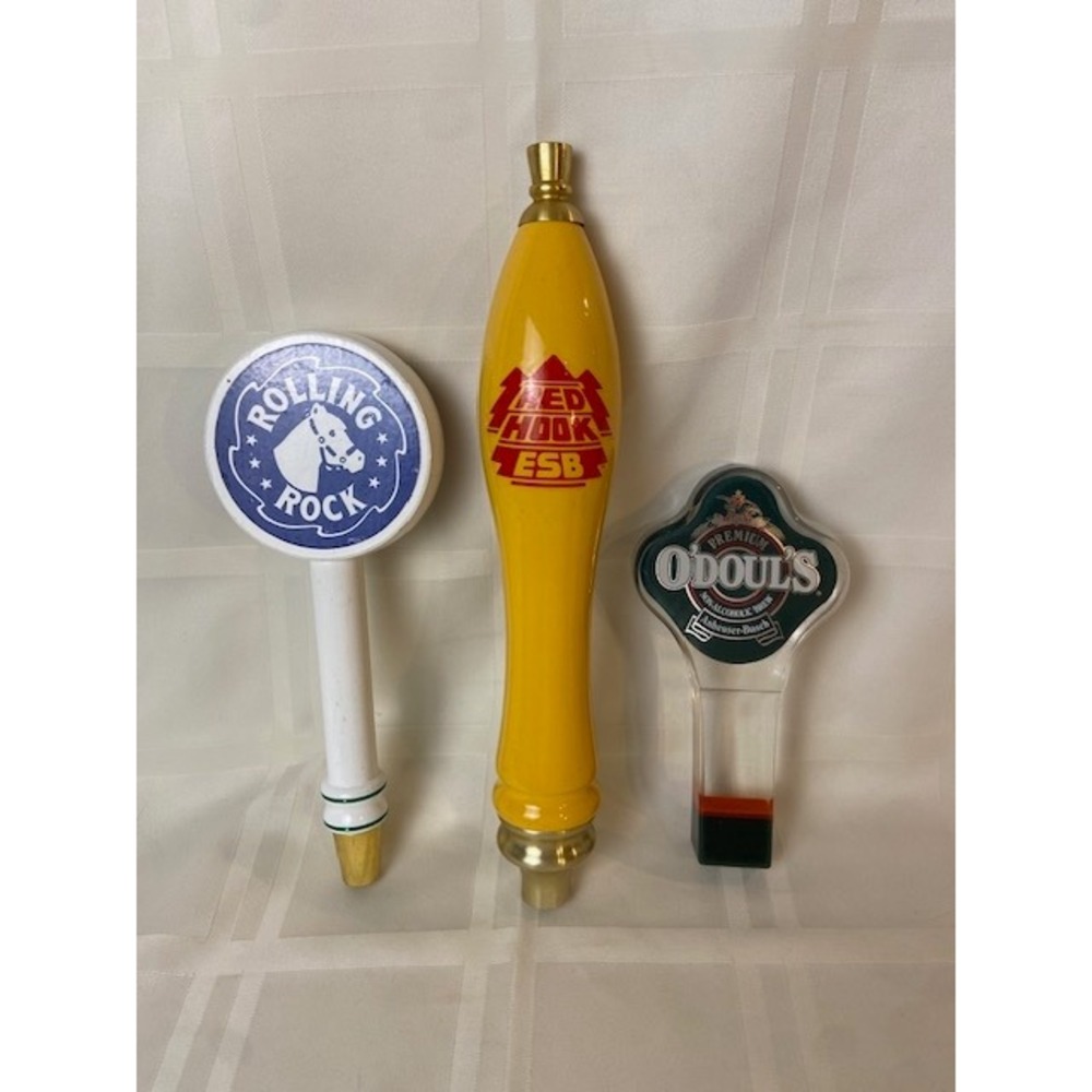 Lot of 3 Vintage Beer Tap Handles Rolling Rock Red Hook ESB O'Doul's Man Cave